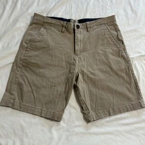 Jachs New York Mens Khaki Chino Shorts Tan Cotton Twill Size 32 Flat Front